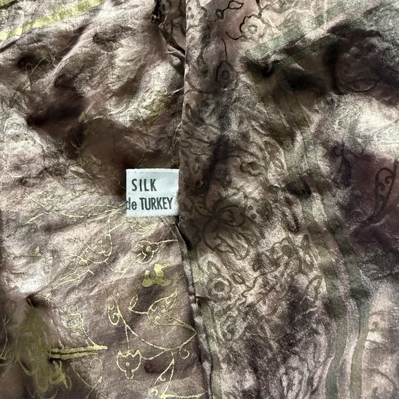 Turkish Silk Pashmina Scarf Wrap Brown Gold Shawl Elegant Soft Lightweight Gift - Picture 5 of 5